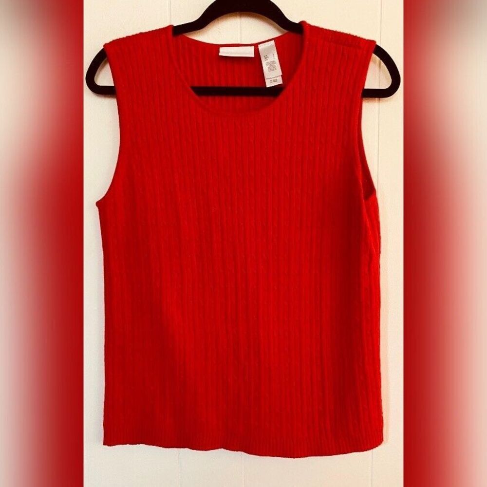 Liz Claiborne Top Women’s Large Red Cotton Ribbed Tank Preppy Casual